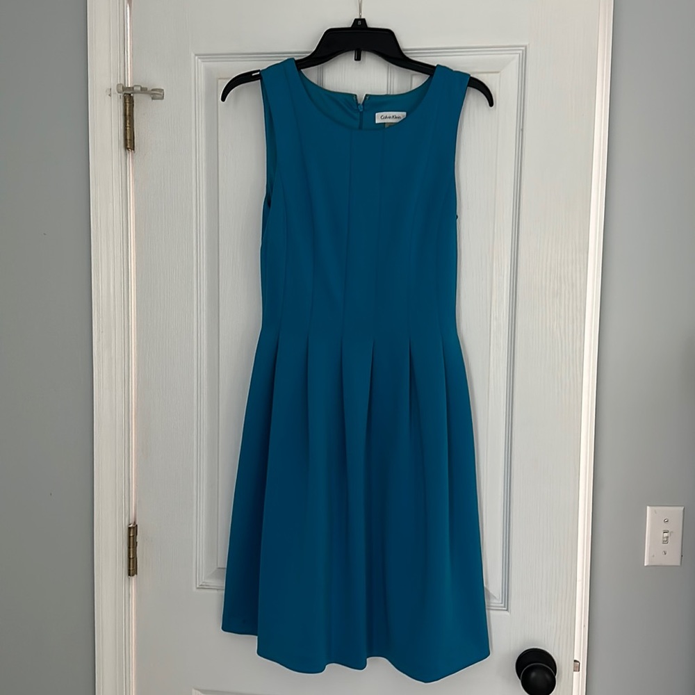 Calvin Klein blue zipper back dress, worn once, size 4